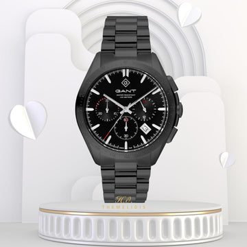 Ρολόι Gant Hammondsport G168008 χρονογράφος με μαύρο ατσάλινο μπρασελέ και μαύρο καντράν διαμέτρου 44mm.